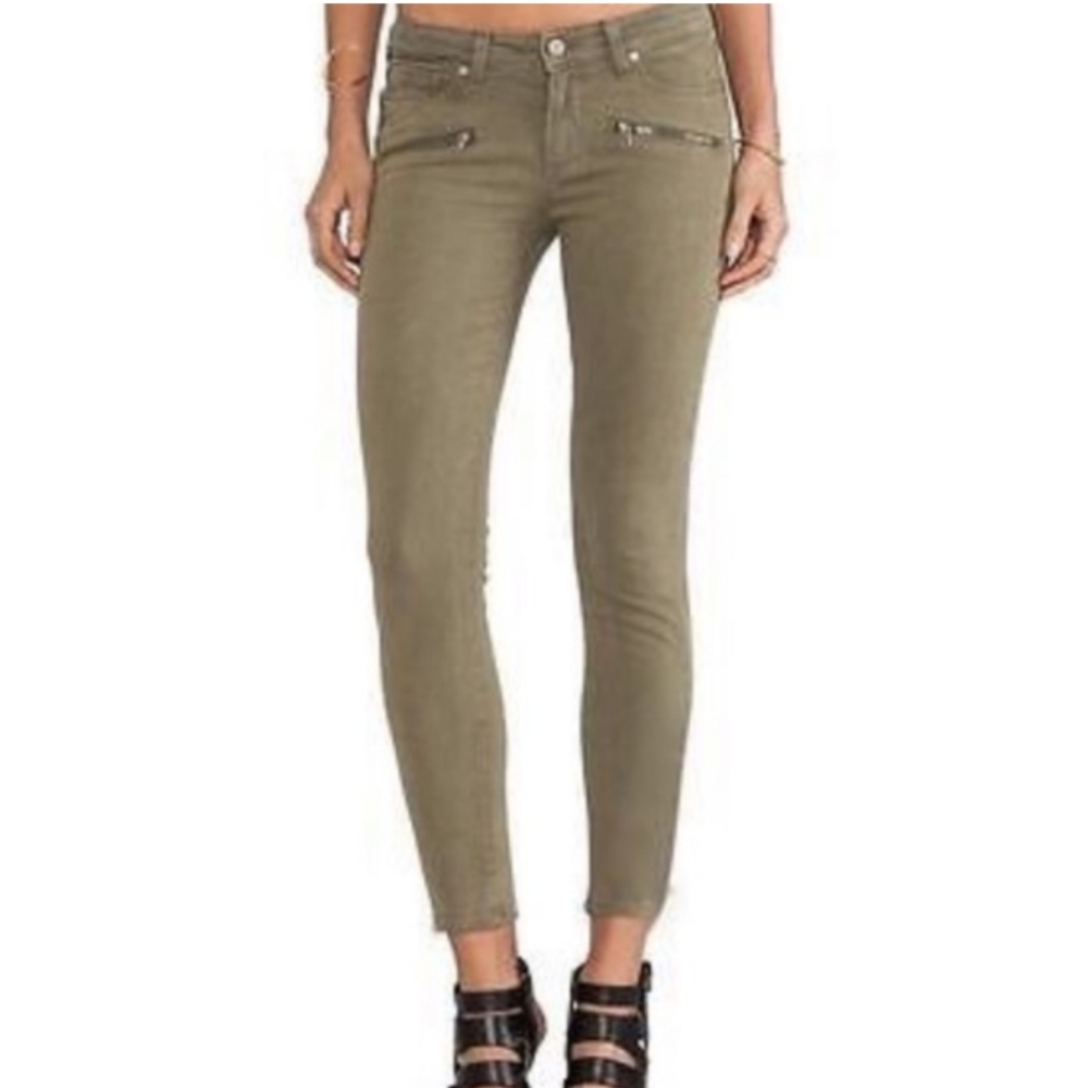 PAIGE "Jane" Zip Crop Jean Sz 32 in Sahara Green